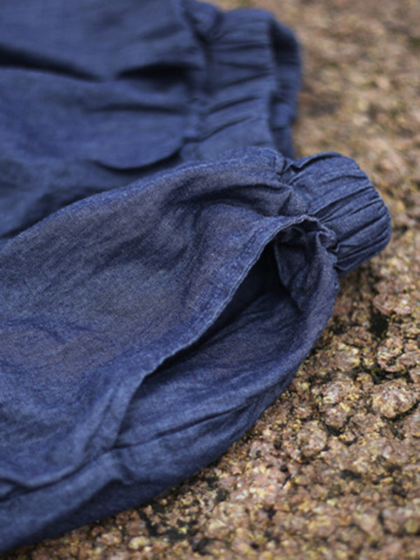 xakxx Vintage Loose Denim Color Wide Leg Jean Pants