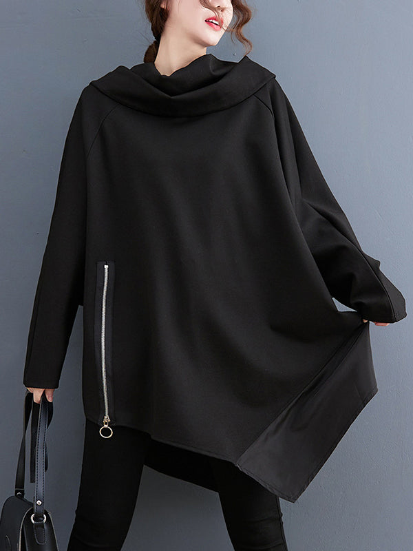 xakxx Original Loose Irregular Zipper Long Sleeves Sweatshirt