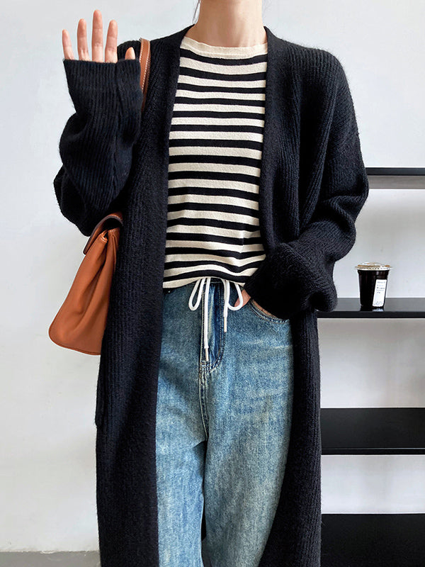 xakxx Casual Loose Solid Color Cardigan Tops