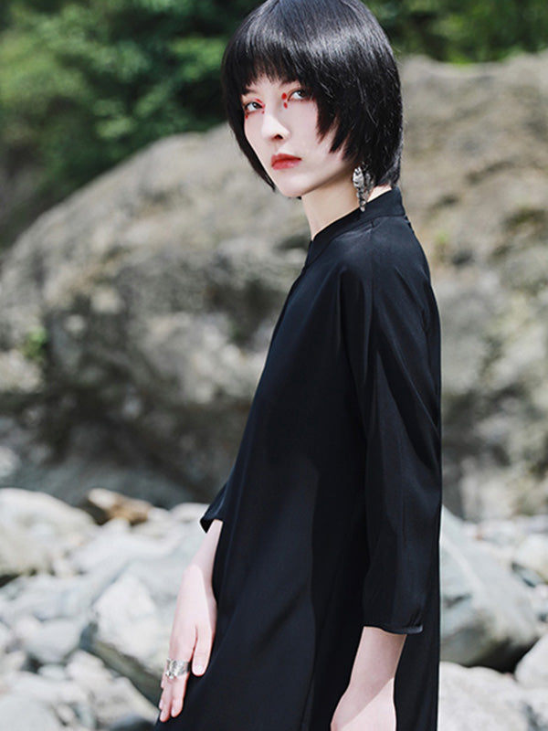 xakxx Vintage Solid Buckle Long Cheongsams