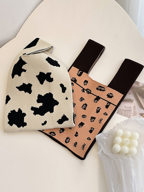 xakxx Urban Knitting Cow Pattern Bags Accessories Handbags