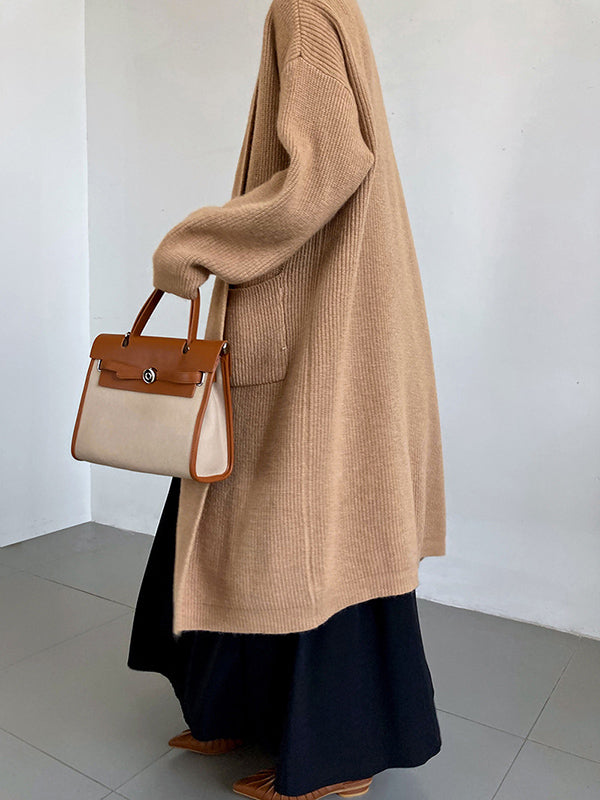 xakxx Casual Loose Solid Color Cardigan Tops