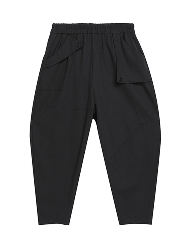 xakxx Stylish Black Asymmetric Elasticity Harem Pants