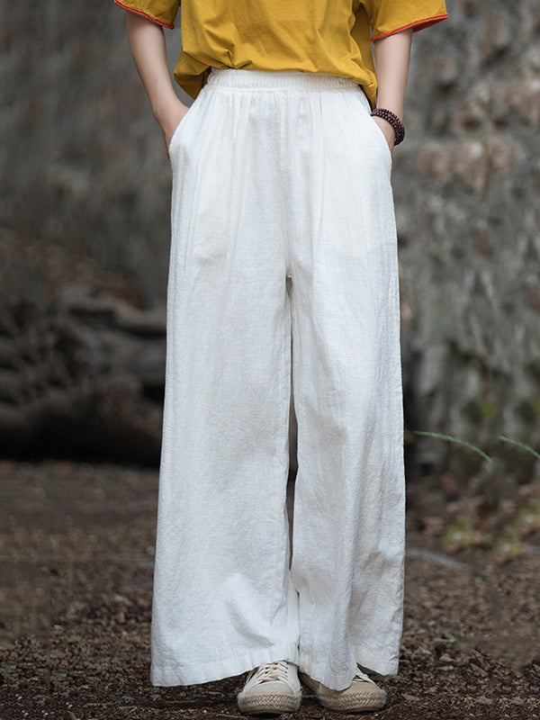 xakxx Wide Leg Elasticity Solid Color Pants Trousers
