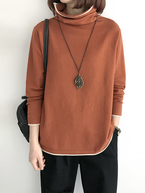 xakxx xakxx-Casual Loose 8 Colors High-Neck Long Sleeves Knitwear