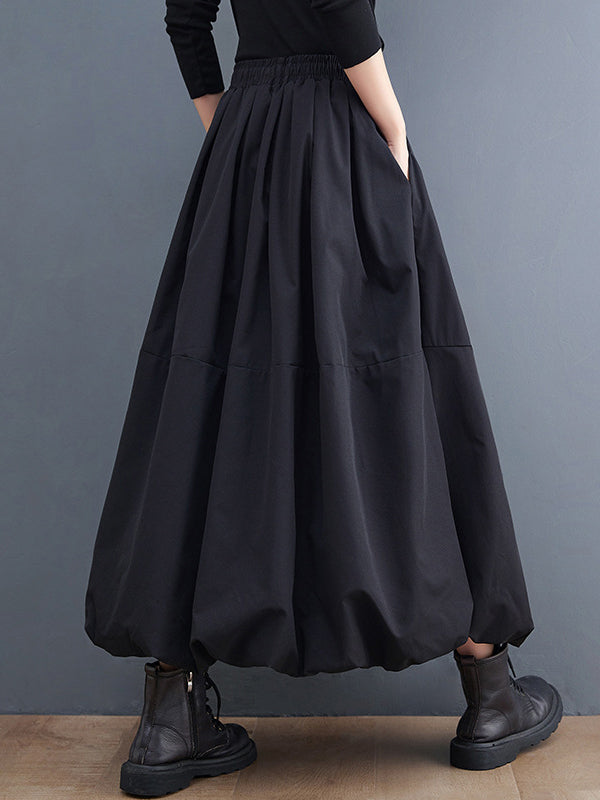 xakxx Urban Loose Drawstring High Waisted Black Bubble Skirt