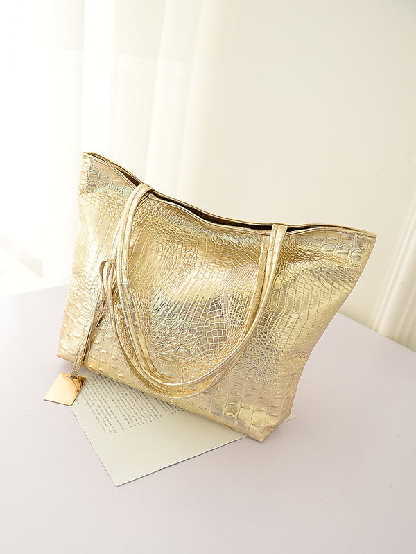 xakxx Original Solid Color Shiny Tote Bag