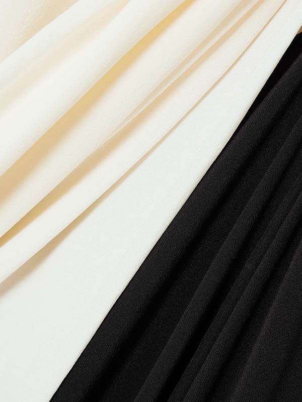 xakxx Long Sleeves Loose Contrast Color V-Neck Evening Dresses Maxi Dresses