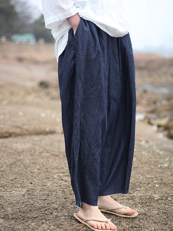xakxx Vintage Loose Denim Color Wide Leg Jean Pants