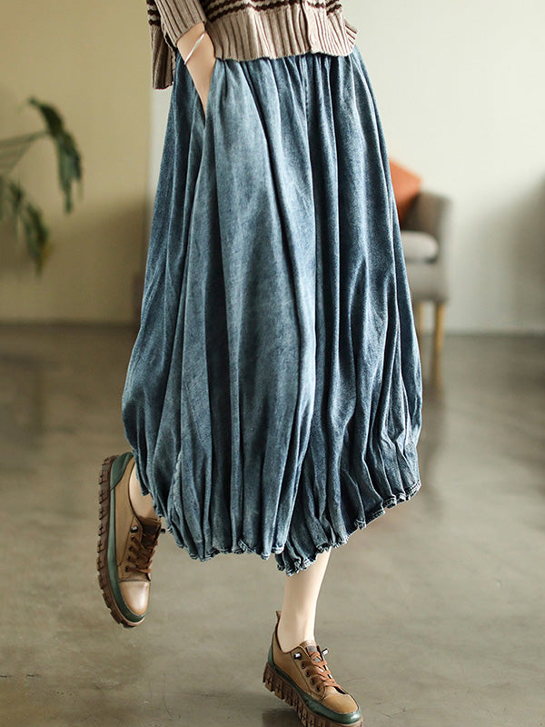 xakxx Vintage Elastic Waist Wide Leg Over Size Jean Pants