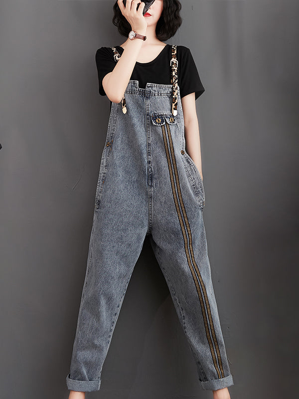 xakxx Original Leopard Elasticity Denim Overalls