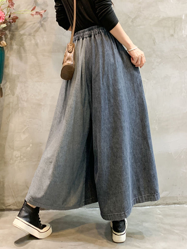 xakxx Vintage Wide Leg Elasticity Split-Joint Jean Pants Bottoms