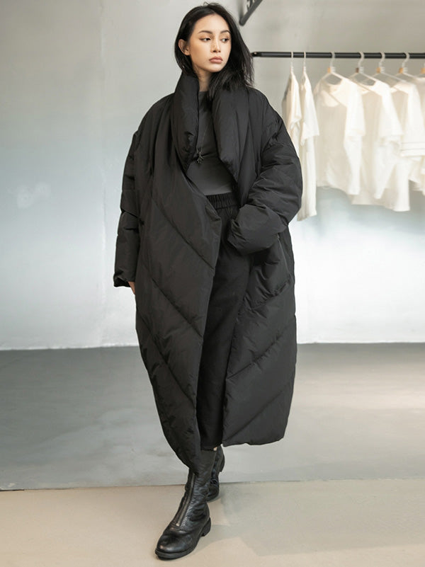 xakxx Thicken Solid Warm Irregularity Duck Down Coat