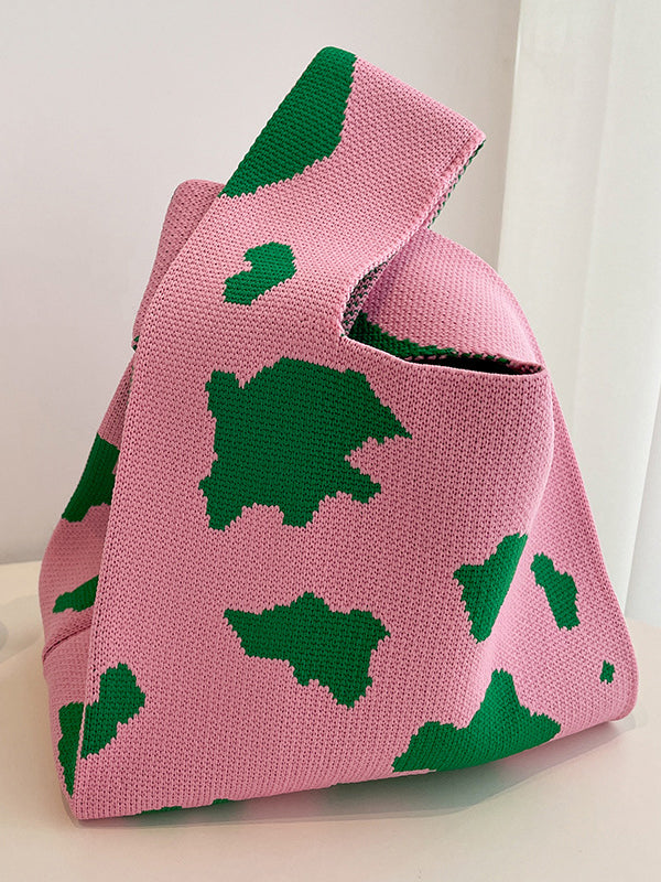 xakxx Urban Knitting Cow Pattern Bags Accessories Handbags