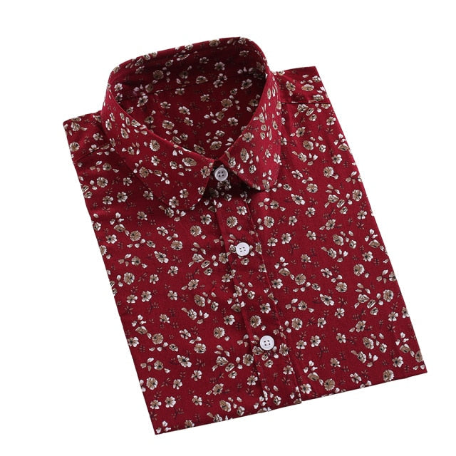 xakxx Women Shirts Long Sleeve Cotton Blouse Fashion Print Cherry Lips Flower Top Shirts For Women Autumn Under Shirt Ladies Office