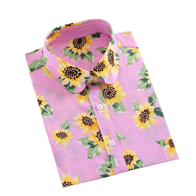 xakxx Women Shirts Long Sleeve Cotton Blouse Fashion Print Cherry Lips Flower Top Shirts For Women Autumn Under Shirt Ladies Office