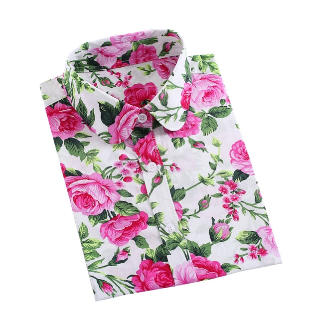 xakxx Women Shirts Long Sleeve Cotton Blouse Fashion Print Cherry Lips Flower Top Shirts For Women Autumn Under Shirt Ladies Office