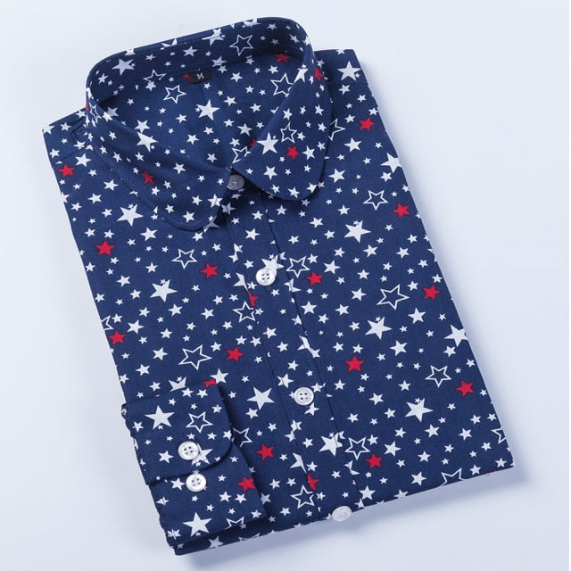 xakxx Women Shirts Long Sleeve Cotton Blouse Fashion Print Cherry Lips Flower Top Shirts For Women Autumn Under Shirt Ladies Office