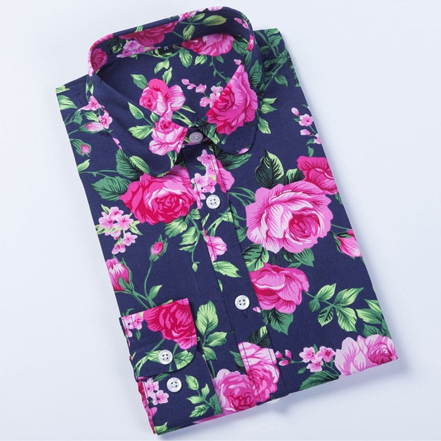 xakxx Women Shirts Long Sleeve Cotton Blouse Fashion Print Cherry Lips Flower Top Shirts For Women Autumn Under Shirt Ladies Office