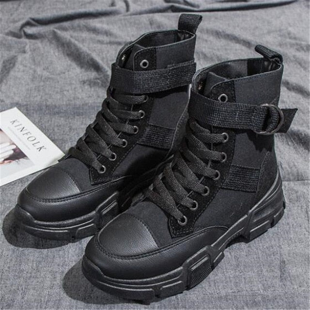 Autumn winter boots women's new wild fashion casual high canvas ankle boots for women zapatos de mujer womens sneakers shoes
