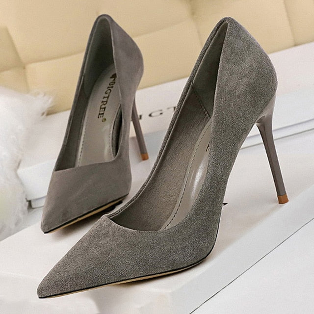 New Women Pumps Suede High Heels Shoes Fashion Office Shoes Stiletto Party Shoes Female Comfort Women Heels