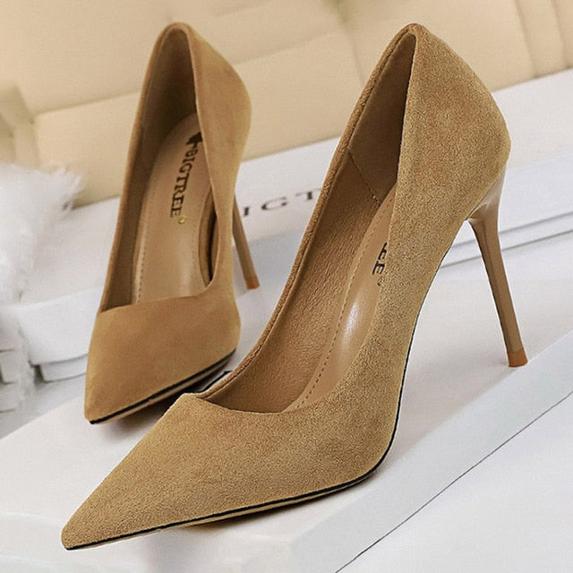 New Women Pumps Suede High Heels Shoes Fashion Office Shoes Stiletto Party Shoes Female Comfort Women Heels