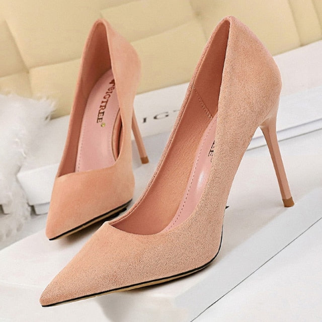 New Women Pumps Suede High Heels Shoes Fashion Office Shoes Stiletto Party Shoes Female Comfort Women Heels