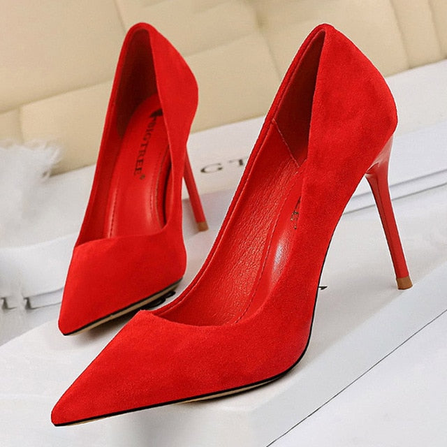 New Women Pumps Suede High Heels Shoes Fashion Office Shoes Stiletto Party Shoes Female Comfort Women Heels