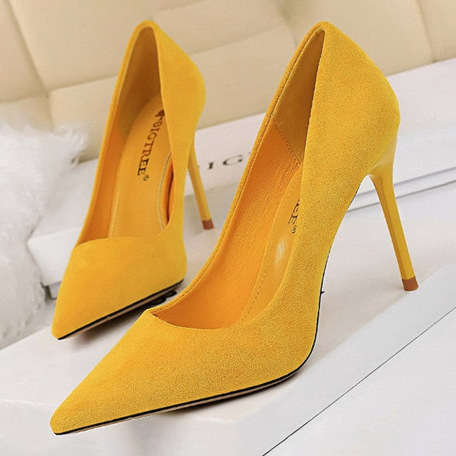 New Women Pumps Suede High Heels Shoes Fashion Office Shoes Stiletto Party Shoes Female Comfort Women Heels