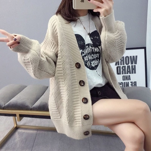 Fall outfits Sweater cardigan jacket female loose Korean student spring and autumn new sweater trend round button net red hot sale old K