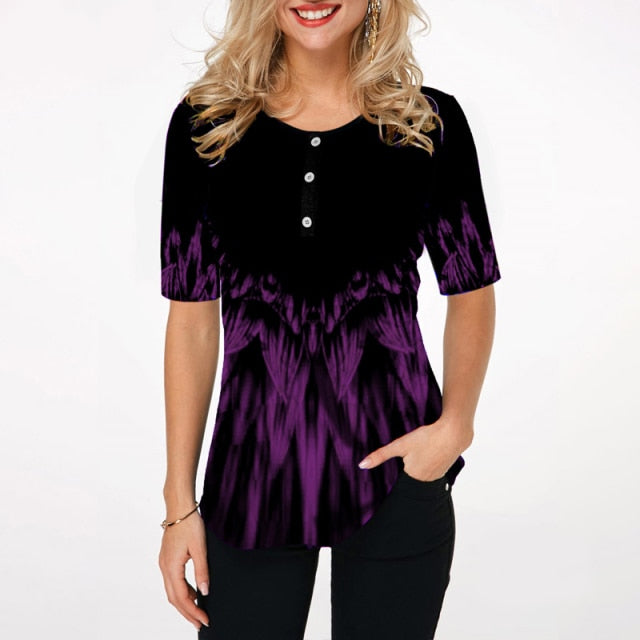 Elegant Women Blouse Shirt Patchwork Tops Long Sleeve Round Neck Female Print Shirt Casual Loose Tee Shirt Plus Size 5XL
