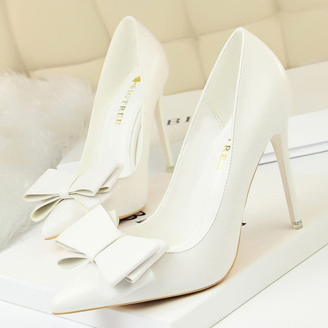 Bow-knot Pumps Women High Heels Fashion Women Heels Lady Stiletto Shoes Wedding Shoes Classic Pumps Footwear