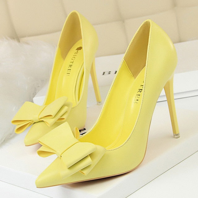 Bow-knot Pumps Women High Heels Fashion Women Heels Lady Stiletto Shoes Wedding Shoes Classic Pumps Footwear