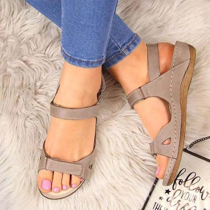 xakxx Summer Woman Sandals New College Style Ladies Sandals Low Heel Wedge Casual Women Shoes Fashion Leather New Shoes For Femme