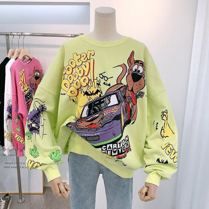 xakxx Women Hoodies Spring Thin Funny Cartoon Duck Print Sweatshirt Oversized Streetwear Hip Hop Cool Pullover Tops for Teen Student
