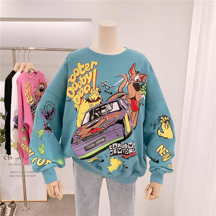 xakxx Women Hoodies Spring Thin Funny Cartoon Duck Print Sweatshirt Oversized Streetwear Hip Hop Cool Pullover Tops for Teen Student
