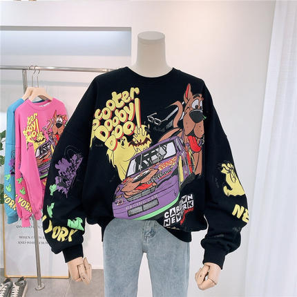 xakxx Women Hoodies Spring Thin Funny Cartoon Duck Print Sweatshirt Oversized Streetwear Hip Hop Cool Pullover Tops for Teen Student