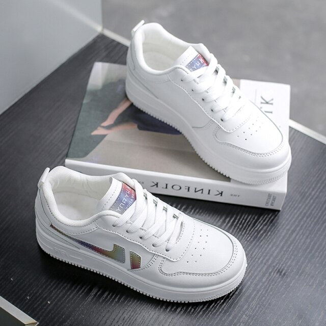 xakxx New Women Sneakers White Tennis Women Shoes Canvas Slip On Female Row Shoes Platform Flats Casual Ladies Vulcanize Shoes