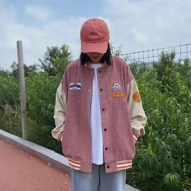 Harajuku BF jacket spring and autumn new loose Japanese college style baseball uniform mid length jacket female student ins