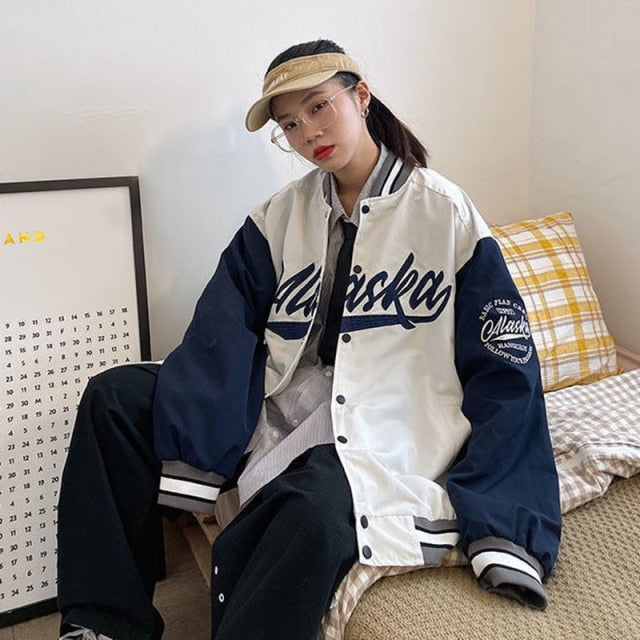 Harajuku BF jacket spring and autumn new loose Japanese college style baseball uniform mid length jacket female student ins