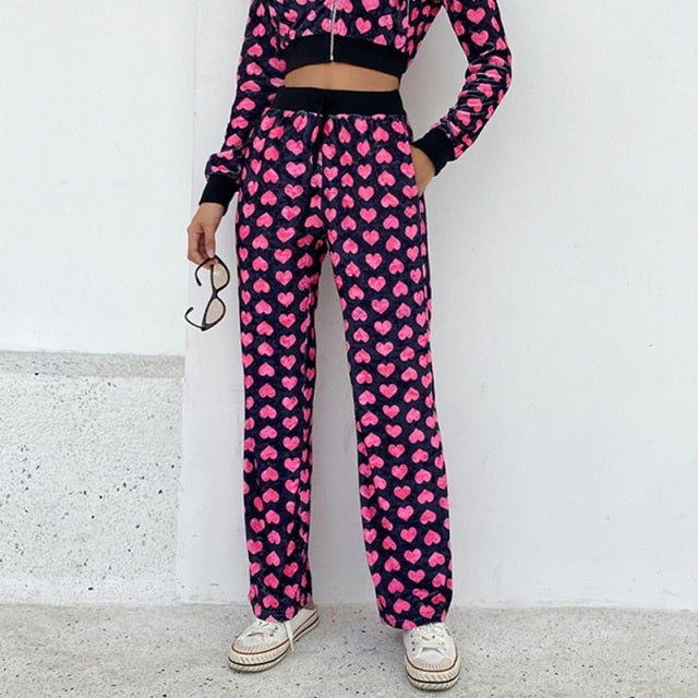 xakxx Velvet Harajuku Heart Sweatshirt Women Long Sleeve Jackets Korean Hoodies Thin Crop Top Outfits Vintage Kawaii