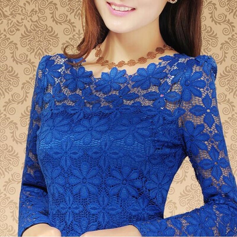 xakxx xakxx Plus size S-5XL New fashion Women's Lace Crochet Blouses Shirts Long Sleeve Sexy Tops Women Lace Blouse camisa feminina