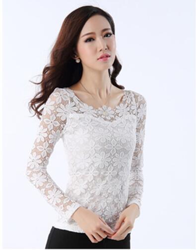 xakxx xakxx Plus size S-5XL New fashion Women's Lace Crochet Blouses Shirts Long Sleeve Sexy Tops Women Lace Blouse camisa feminina