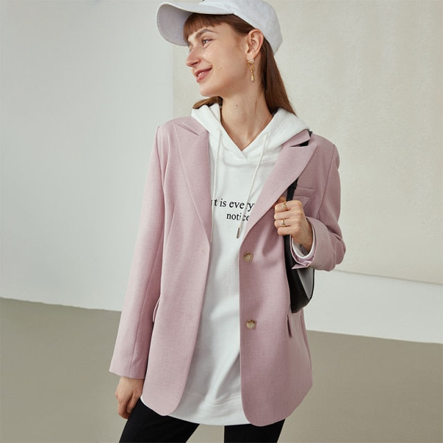Office Lady Newly Autumn Single Breasted Blazer Women Korean Style High-quality Pure Color Casual Suit Coats