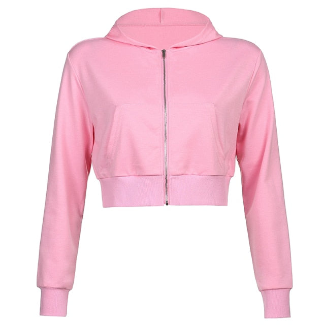 Heart Printed Cropped Sweet Hoodies Aesthetic 90s Vintage Zip Up Sweatshirt Short Jackets Pink Casual Basic Hoodie