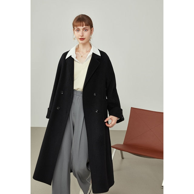 Fall Clothes For Women Wide Version Mid-length Loose Double-sided Woolen Coat Women Winter Pure Wool Lapel Jackets