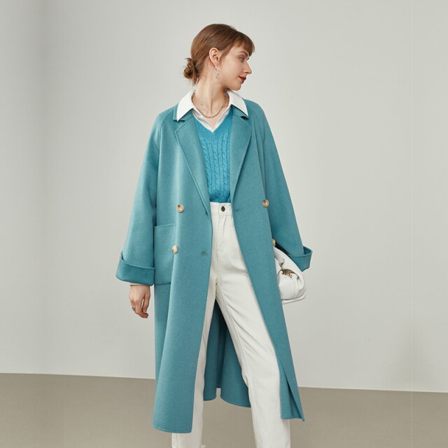 Fall Clothes For Women Wide Version Mid-length Loose Double-sided Woolen Coat Women Winter Pure Wool Lapel Jackets