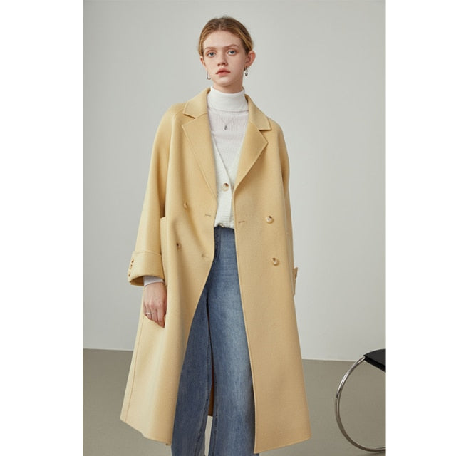 Fall Clothes For Women Wide Version Mid-length Loose Double-sided Woolen Coat Women Winter Pure Wool Lapel Jackets