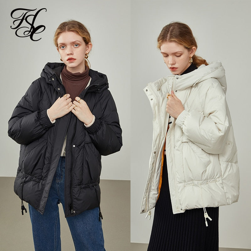 Office Lady White Duck Down Hooded Short Down Jacket Women's New Winter Fashion Foreign Style Bread Jacket