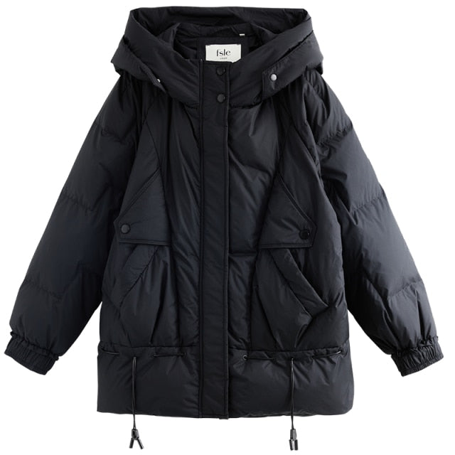 Office Lady White Duck Down Hooded Short Down Jacket Women's New Winter Fashion Foreign Style Bread Jacket